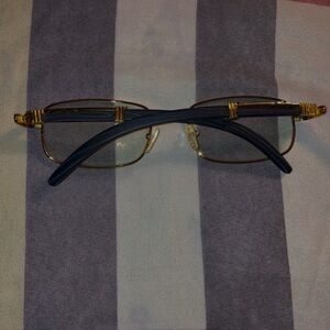 SALE! Gold / Black rounded+rimmed designer luxury glasses NEW. unisex